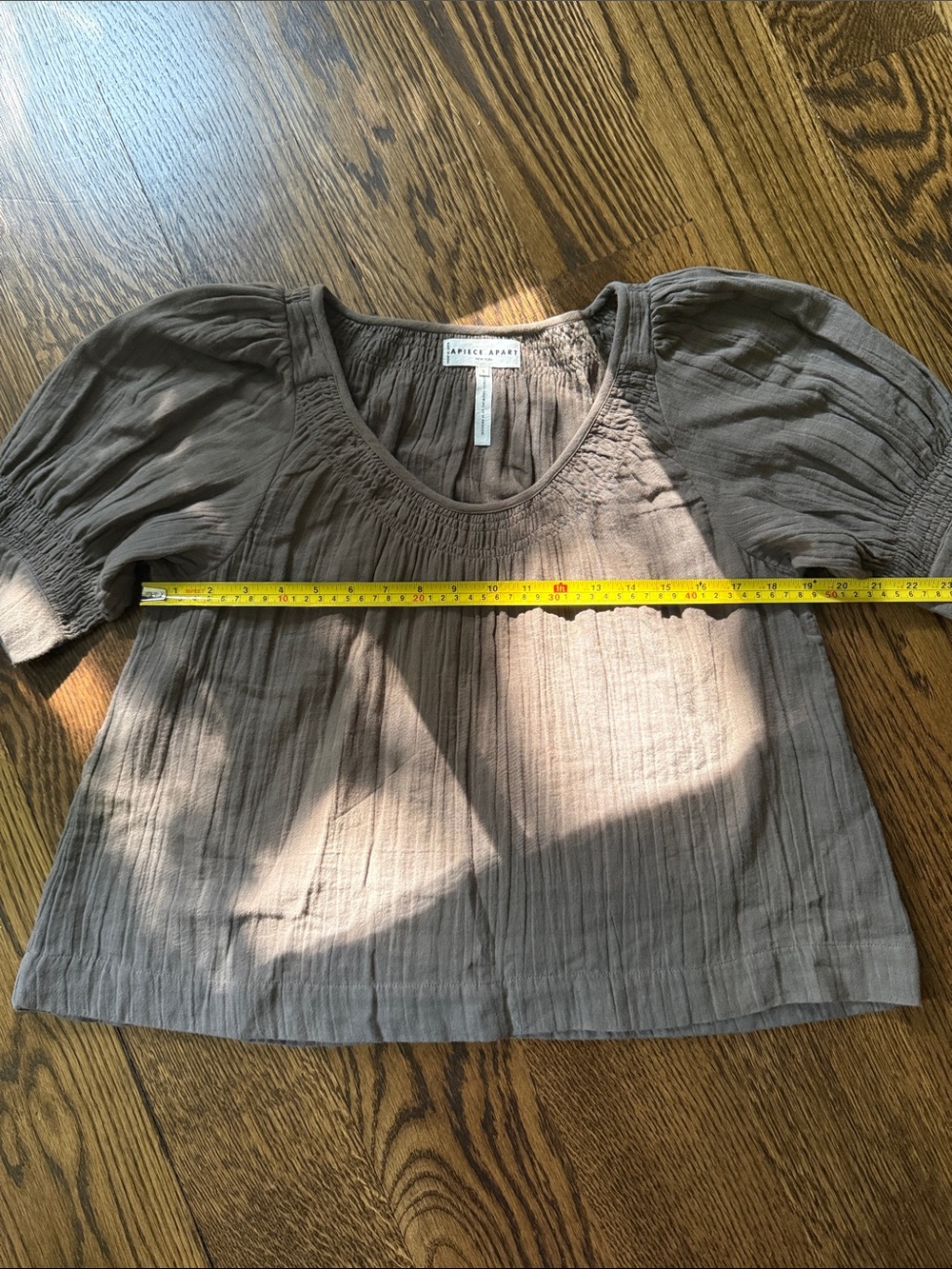 Apiece Apart Organic Cotton Scoop Neck Top - Taupe - Picture 9 of 10